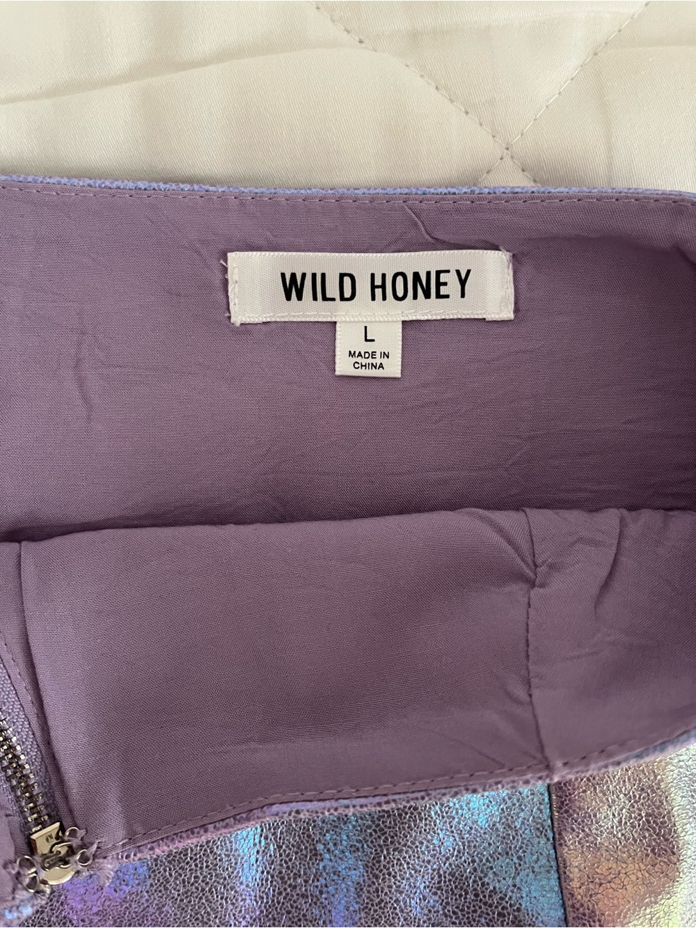 Wild Honey Purple Holographic Skirt with Zipper - Picture 3 of 3